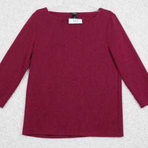 Ann‎ Taylor* Women's 3/4 Sleeve Pullover Crew Neck Blouse Size Medium ~ Burgundy